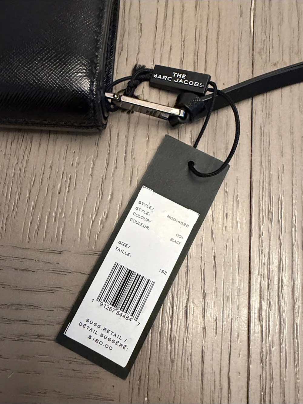 Marc Jacobs Black Leather Zip Card & Key Pouch with Double J Hardware